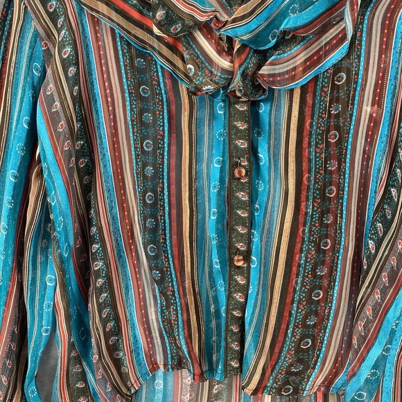 Vintage Icinoo The Silk Farm 100% Silk Art To Wear Top Blouse Womens Size 8 - Picture 8 of 16